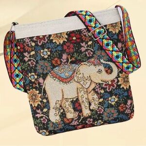 Boho Elephant Crossbody Bag – Tablet & Phone Friendly